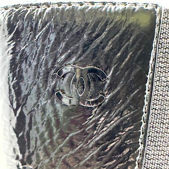 Chanel Boots CC LOGO Pearl Black Leather Mid Calf Chelsea Platform Heel Shoes 39 - Picture 2 of 11